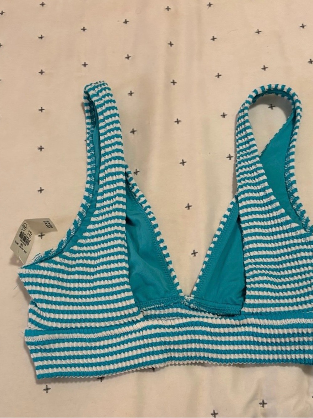 Aerie Crinkle Blue & White Bikini Top - Picture 3 of 5